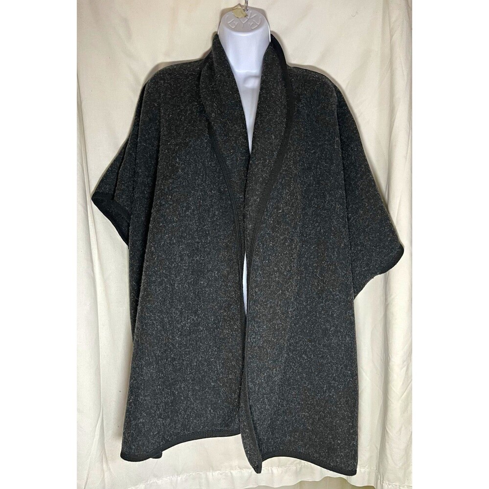 Nordstrom Rack Womens Gray Open Front Cape Relaxed Fit Mid-Length One Size